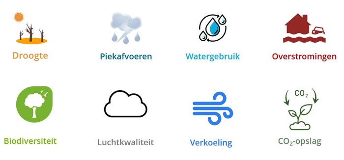 Het groenblauwpeil geeft een score op verschillende blauwe en groene elementen.